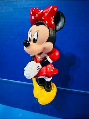 Walt Disney Classic Minnie Mouse Squeaky Toy w/Red & White Dress & Bow 5.75”